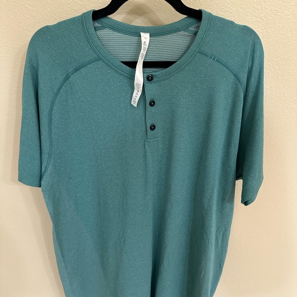 Mens Lululemon Teal Metal Vent Tech SS Henley